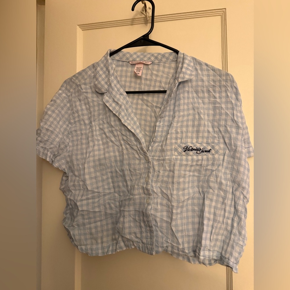Victoria’s Secret Cropped Plaid Sleep Shirt Size Small